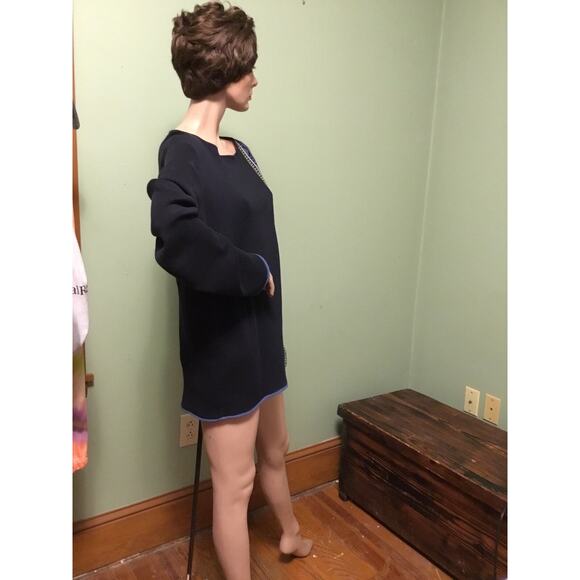 PORTS 1961 Black W/Blue Green Side Stripe Cotton LS Scoop Neck Knit TOP Sz M - Picture 6 of 6